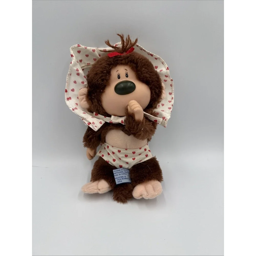 MATTEL Monkey Stuffed Heart Bonnet & Shorts EMOTIONS Plush Vintage 1984
